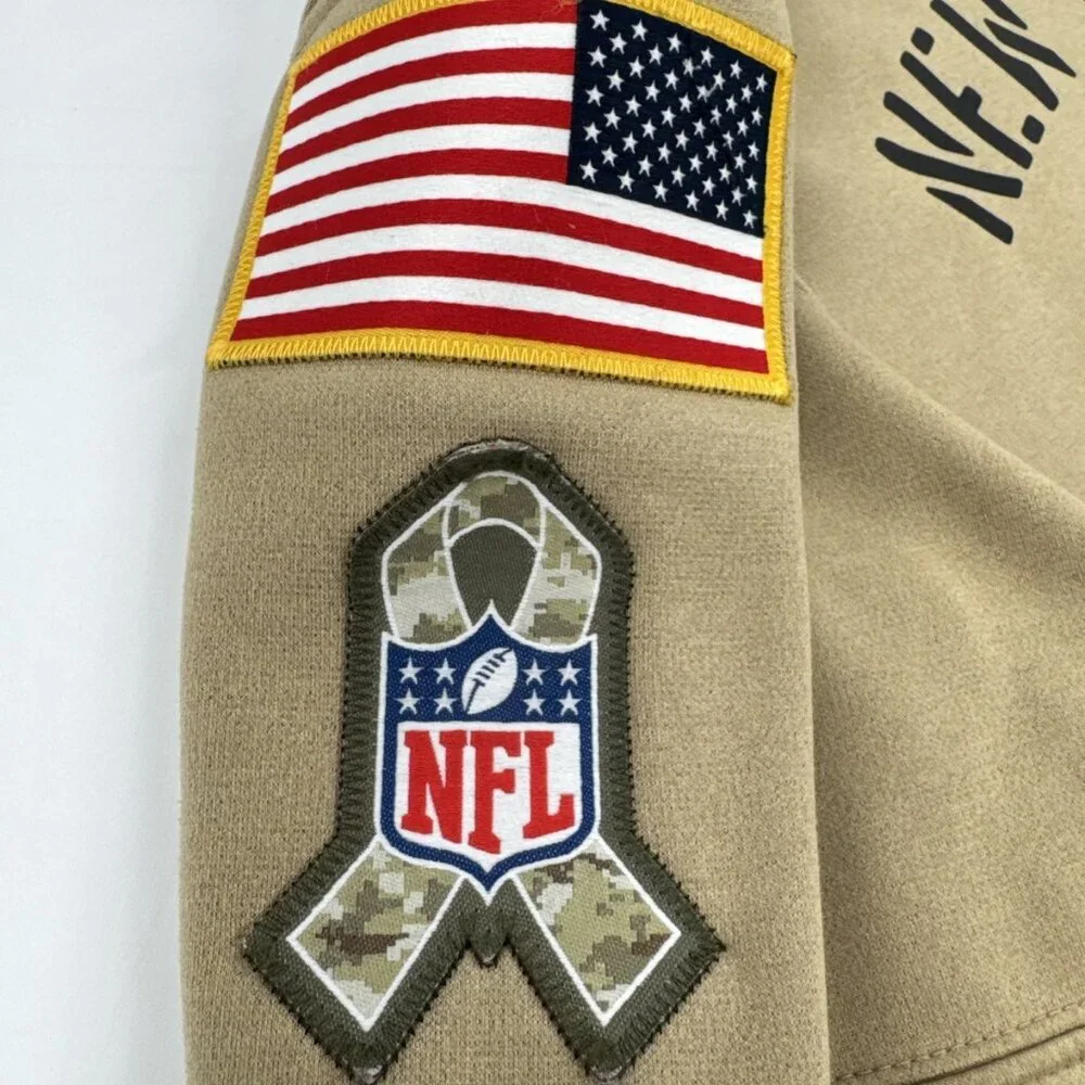 New Orleans Saints Hoodie Mens Small Salute to Service Camo Therma Pullover Tan